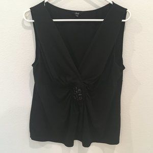 SELE Black Cap Sleeveless Top with Front Jewels, Size 2X